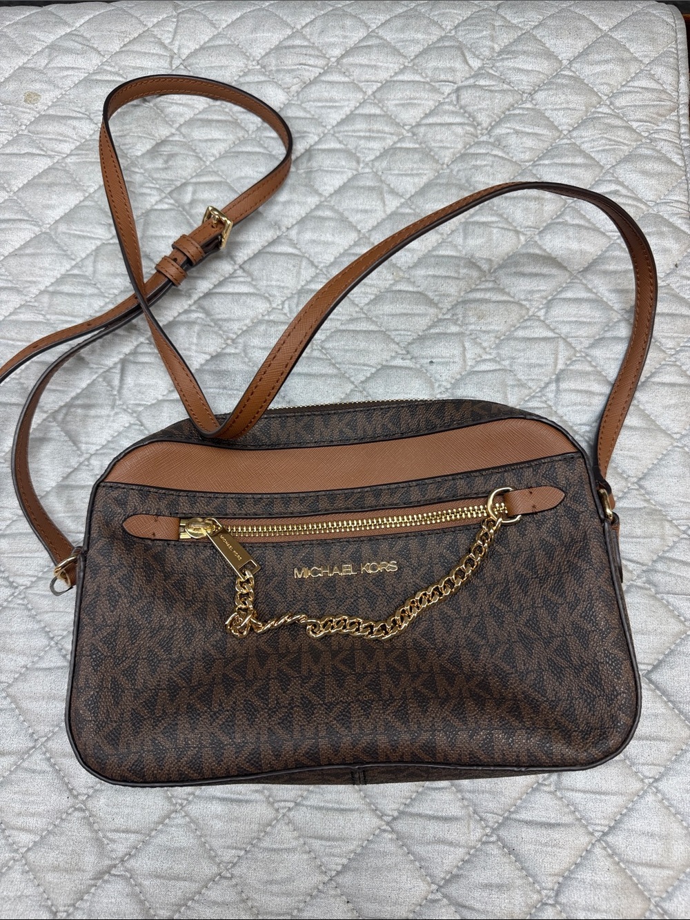Michael Kors Jet Set Logo Brown Crossbody
